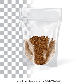 Replace Cookies With Product - Plastic Bag Stand Up Pouch Zipper Transparent Mock-up Package