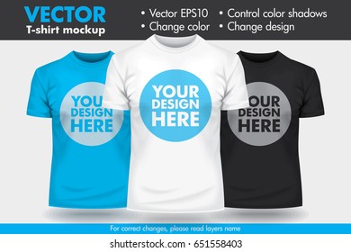 Replace Design with your Design, Change Colors Mock-up T shirt Template - Shutterstock ID 651558403