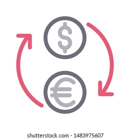 replace dollar colour line vector icon