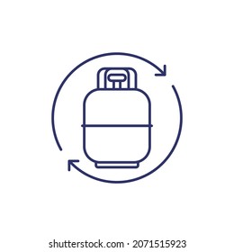 replace gas cylinder, LPG tank line icon