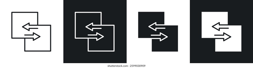 Replace icons in flat and linear vector illustration on white background.