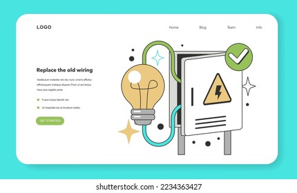 Replace the old wiring for energy efficiency at home. Electricity consumption expenses. Inflation or economic recession effect. Flat vector illustration