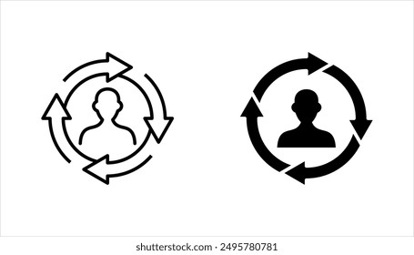 Replace person, staff change, replace worker simple line icon set, vector illustration on white background