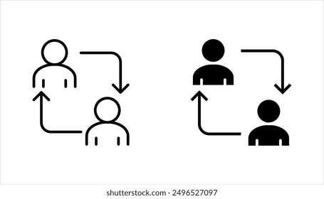 Replace person, staff change, replace worker simple line icon set, vector illustration on white background