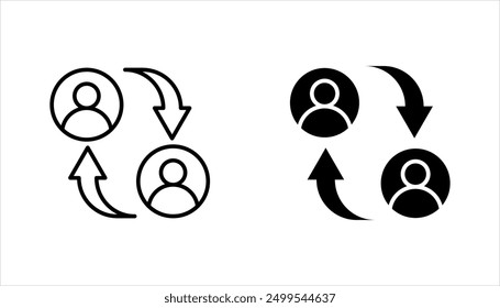 Person ersetzen, Änderung des Personals, einfache Linie ersetzen, Symbolsatz, Vektorgrafik auf weißem Hintergrund