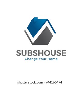Replace Roof House Logo and Icon Element Template