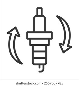 Replace Spark Plugs Outline Icon Vector Illustration