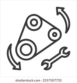 Replace Timing Belt Outline Icon Vector Illustration
