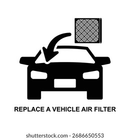 Replace a vehicle air filter icon isolated on backgroound vector illustration. Non AI generate