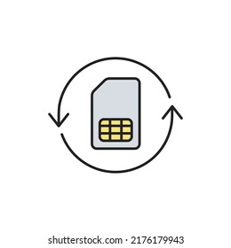 Replacement and exchange SIM card icon. High quality coloured vector illustration.