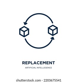 replacement icon from artificial intellegence and future technology collection. Thin linear replacement, replace, professional outline icon isolated on white background. Line vector replacement sign, 