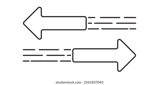 Replacement with movement. Vector linear icon isolated on white background.