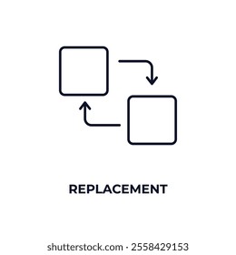 replacement outline icon. Linear vector from ai and tech concept. Thin line replacement icon isolated on white background