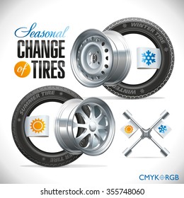 Replacement tires for the season specified on the label wheel