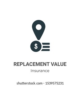 Replacement value vector icon on white background. Flat vector replacement value icon symbol sign from modern insurance collection for mobile concept and web apps design.