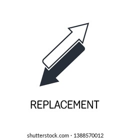 Replacement. Vector icon, white background.