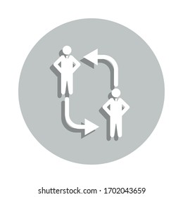 Icono de reemplazo, trabajador, flecha, distintivo comercial. Glifo simple, vector plano de iconos de negocio para ui y ux, sitio web o aplicación móvil