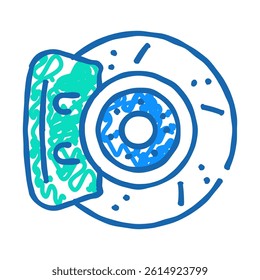 replacing brake discs doodle icon sketch vector. replacing brake discs sign. isolated symbol illustration