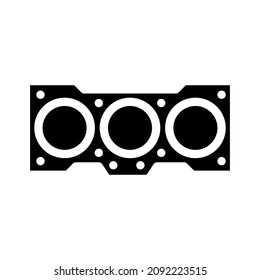 Ersetzen der Zylinderkopf-Dichtung Glyph-Symbol Vektorgrafik. Ersatz des Zylinderkopfdichtungszeichens. isoliertes Kontursymbol