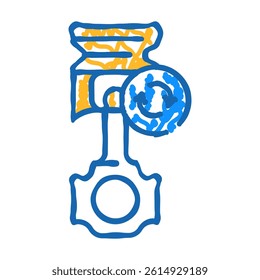 replacing piston doodle icon sketch vector. replacing piston sign. isolated symbol illustration