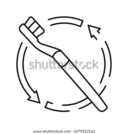 replacing toothbrush regularly line icon vector. replacing toothbrush regularly sign. isolated contour symbol black illustration