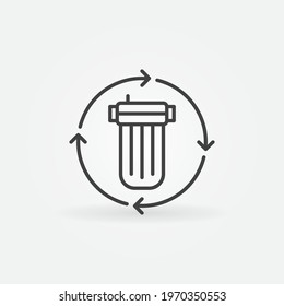 Replacing the Water Filter vector concept icon or symbol in thin line style
