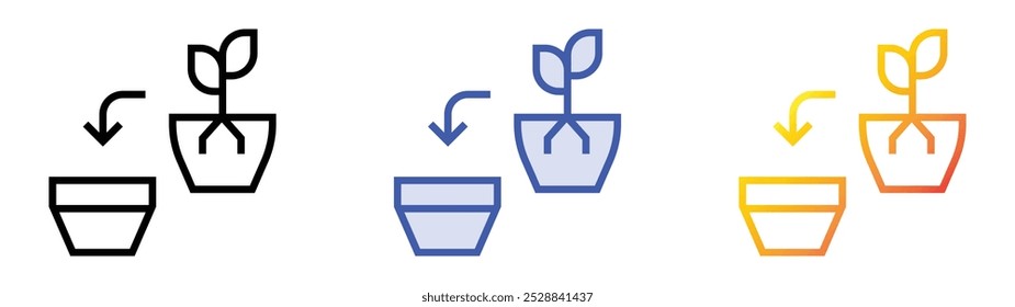 replant icon. Linear, Blue Fill and Gradient Style Design Isolated On White Background