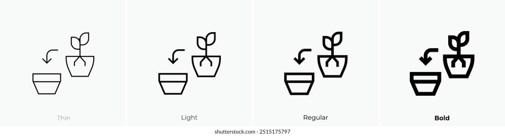replant icon. Thin, Light Regular And Bold style design isolated on white background