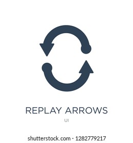 replay arrows icon vector on white background, replay arrows trendy filled icons from UI collection, replay arrows vector illustration