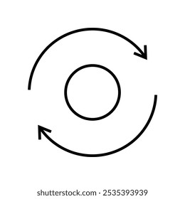 Icono del Botón de la repetición, Vector de línea aislado en el fondo blanco