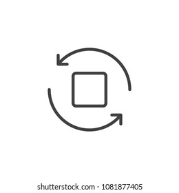 Replay button outline icon. linear style sign for mobile concept and web design. Repeat arrows simple line vector icon. Symbol, logo illustration. Pixel perfect vector graphics