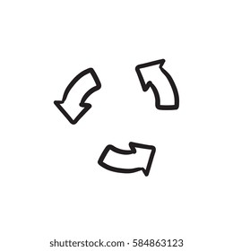 Replay button vector sketch icon isolated on background. Hand drawn Replay button icon. Replay button sketch icon for infographic, website or app.