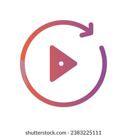 replay flat gradient icon logo for website, application, printing, document, poster design, etc, Suitable for web Design,Logo,App