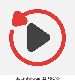 Replay icon in flat style about multimedia, use for website mobile app presentation