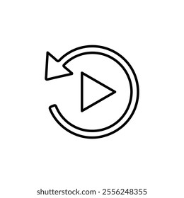 replay icon Flat symbol set outline