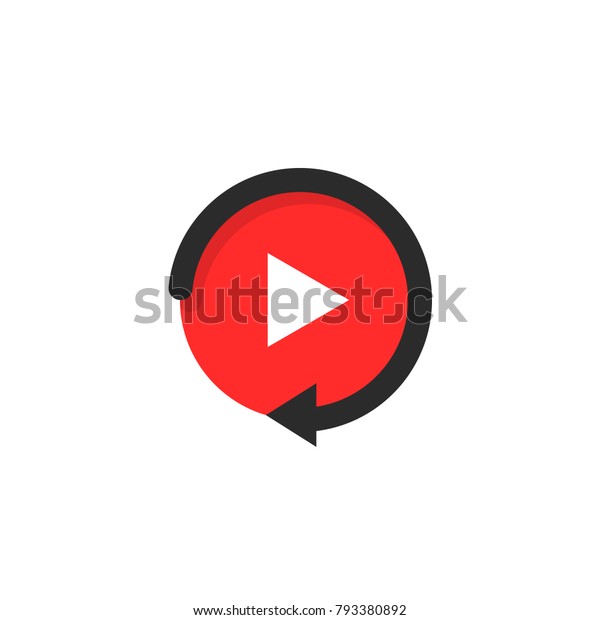 replay icon like video play button. simple flat\
style trend modern red logotype graphic design on white background.\
concept of watching on streaming video player or livestream webinar\
ui emblem