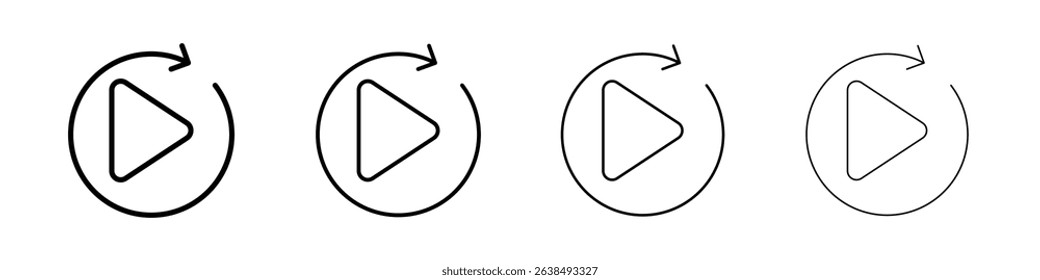 Replay icon Outline sign symbol set