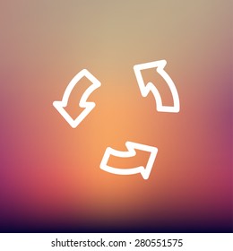 Replay icon thin line for web and mobile, modern minimalistic flat design. Vector white icon on gradient mesh background.