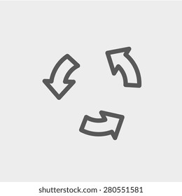 Replay icon thin line for web and mobile, modern minimalistic flat design. Vector dark grey icon on light grey background.