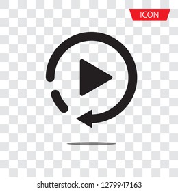 Replay Icon vector in trendy flat style isolated on grey background. Replay icon for application and web