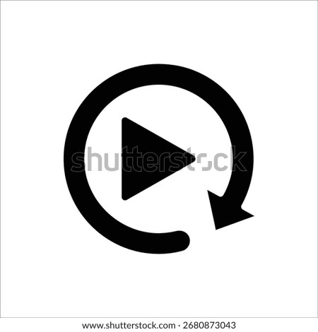 Replay icon. Replay video button symbol. Repeat icon. Replay video button icon Isolated on white background.