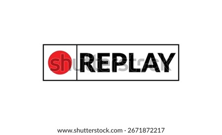 The Replay logo features a red circle next to the brand name in a rectangular box. Simple bold typography. Clean minimalist design.