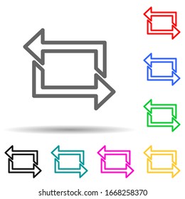 icono de la marca de reproducción de varios colores. Línea delgada simple, contorno vectorial de iconos web para ui y ux, sitio web o aplicación móvil