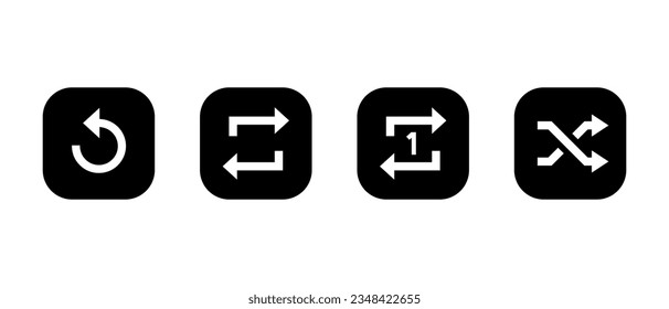 Replay, repeat, and shuffle playlist icon vector in square background