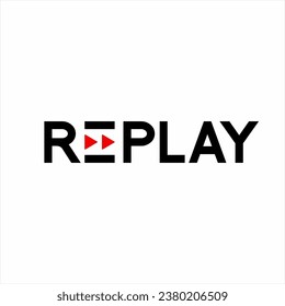 Replay word design with its symbol on letter E.