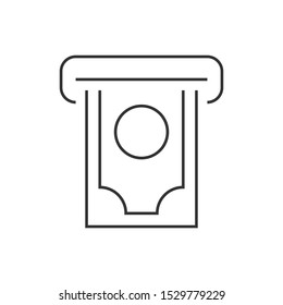 Replenishment of funds through bank terminal linear icon