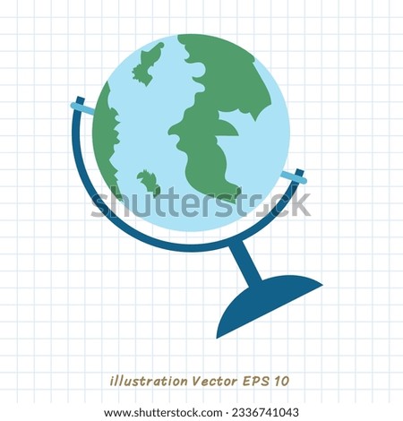 Replica globe on checkered paper,Flat Modern design ,Vector illustration EPS 10