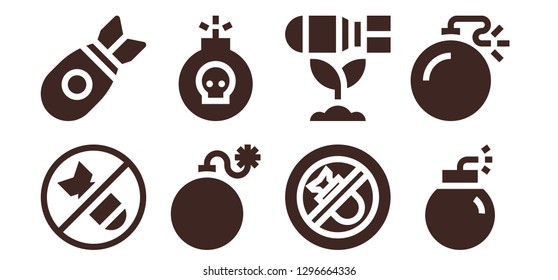  replica icon set. 8 filled replica icons. Simple modern icons about  - Bomb, Bombing