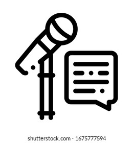 Replica Talking in Microphone Icon Vector. Outline Replica Talking in Microphone Sign. Isolated Contour Symbol Illustration