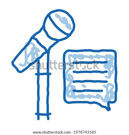 Replica Talking in Microphone sketch icon vector. Hand drawn blue doodle line art Replica Talking in Microphone Sign. isolated symbol illustration